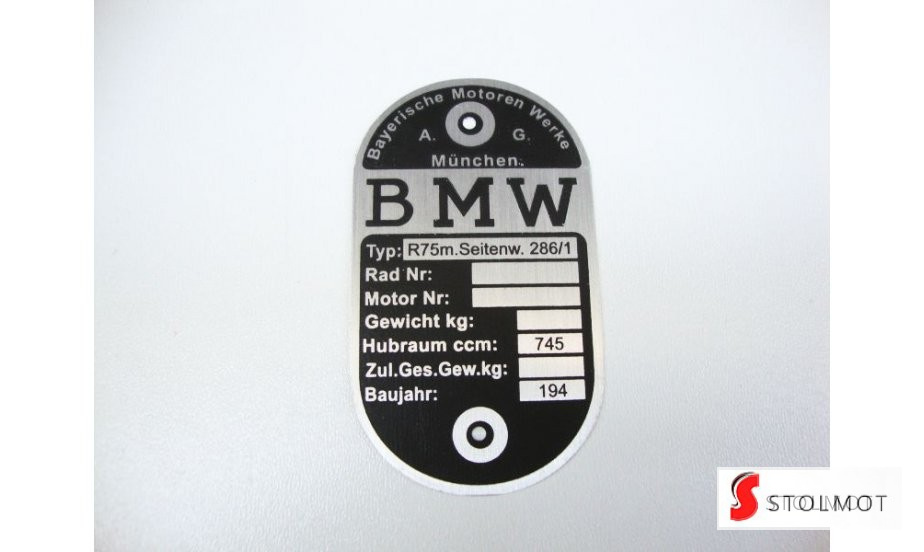 BMW R 75 TABLICZKA ZNAMIONOWA