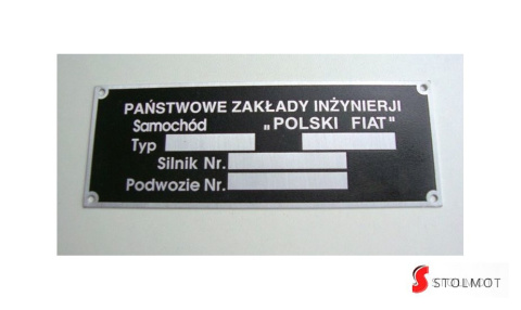 FIAT 508 TABLICZKA ZNAMIONOWA FIAT 508 TABLICZKA ZNAMIONOWA