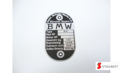 TABLICZKA ZNAMIONOWA BMW R 4