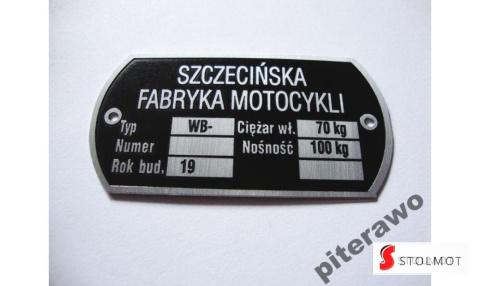 TABLICZKA ZNAMIONOWA JUNAK WÓZEK BOCZNY TABLICZKA ZNAMIONOWA JUNAK WÓZEK BOCZNY