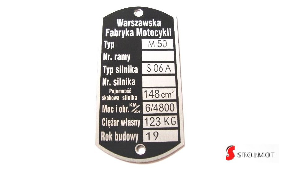 TABLICZKA ZNAMIONOWA OSA M50 TABLICZKA ZNAMIONOWA OSA M50