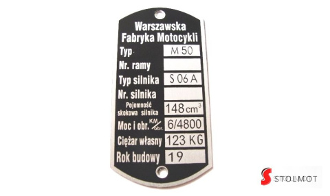 TABLICZKA ZNAMIONOWA OSA M50 TABLICZKA ZNAMIONOWA OSA M50