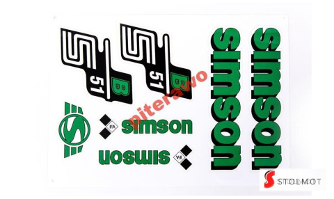 NAKLEJKI SIMSON S51 B ZIELONE KOMPLET NAKLEJKI SIMSON S51 B ZIELONE KOMPLET