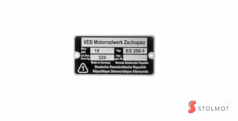 TABLICZKA ZNAMIONOWA MZ ES 250 1 JASKÓŁKA TABLICZKA ZNAMIONOWA MZ ES 250 1 JASKÓŁKA