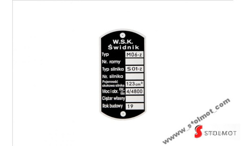 TABLICZKA ZNAMIONOWA WSK 125 Z